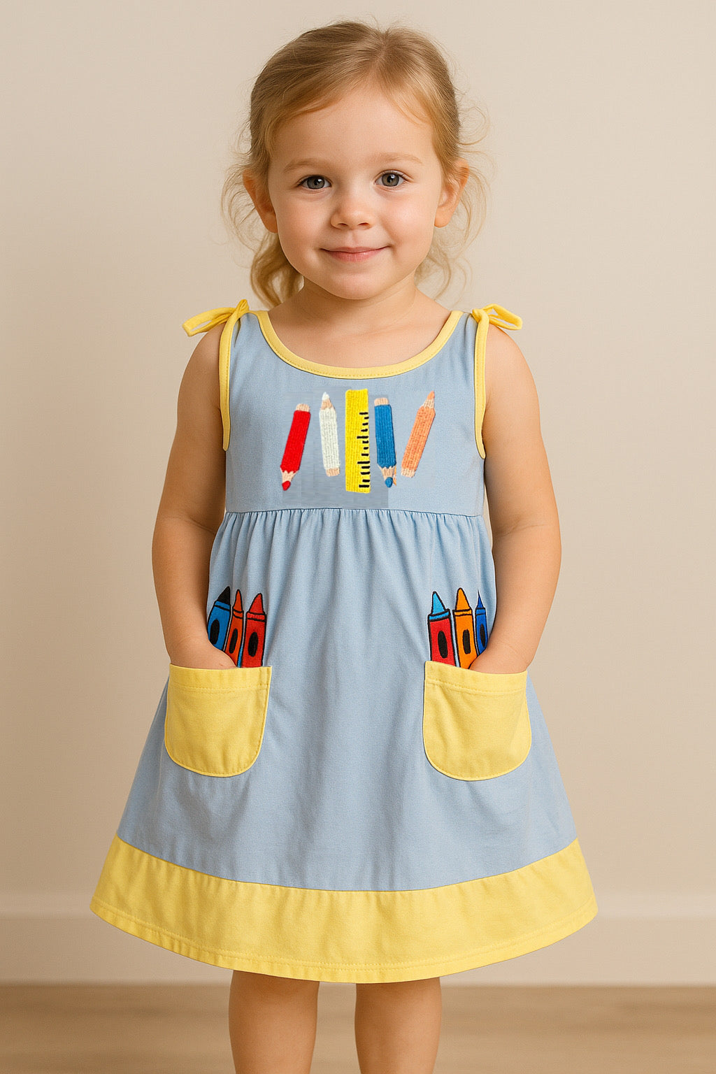 Pencil Pocket Appliqué Dress