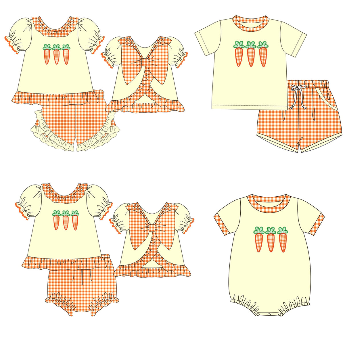 Orange Gingham Carrot Appliqué Collection - ETA early March