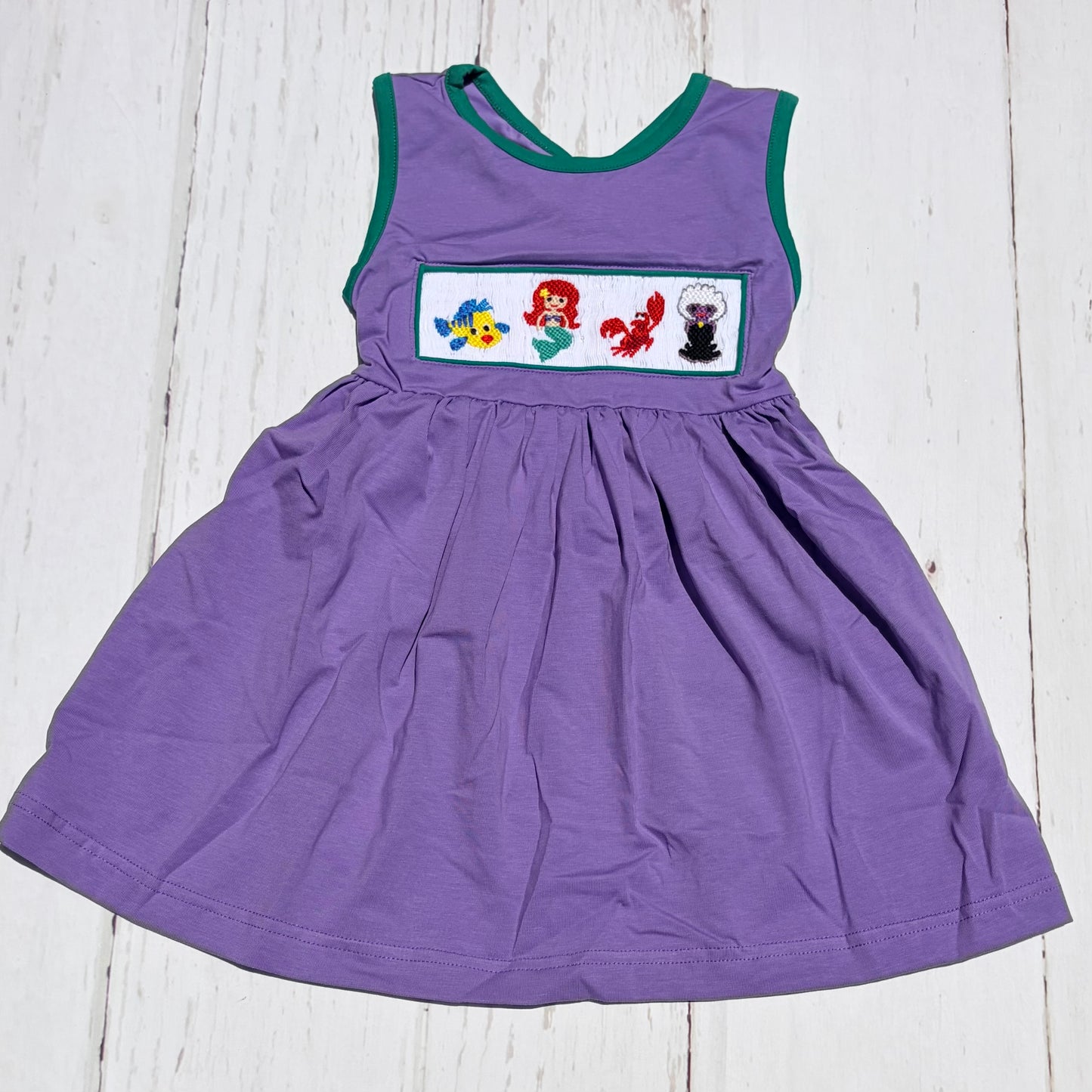 Little Mermaid Bow Back Smocked Dress PO58