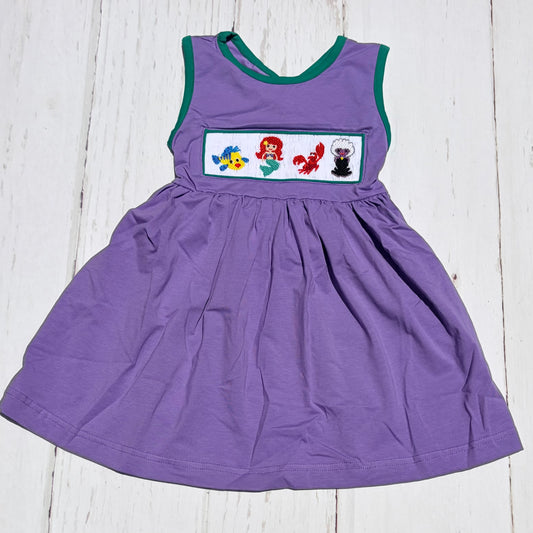 Little Mermaid Bow Back Smocked Dress PO58