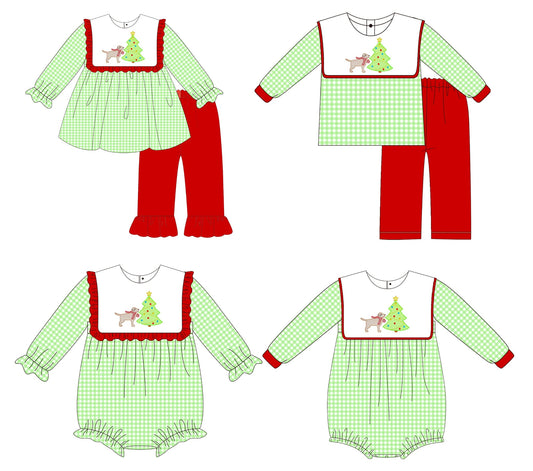Christmas Tree and Dog Embroidered Collection - ETA early September