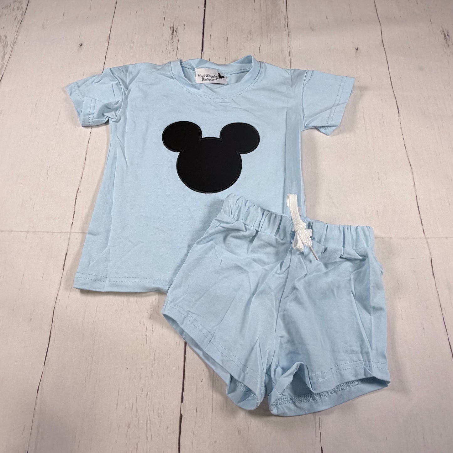 Mouse Appliqué Blue Boy Set