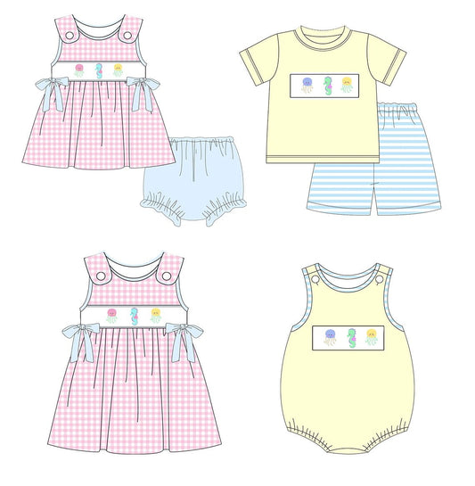 Pastel Jellyfishes and Seahorse Embroidered Collection - ETA mid June