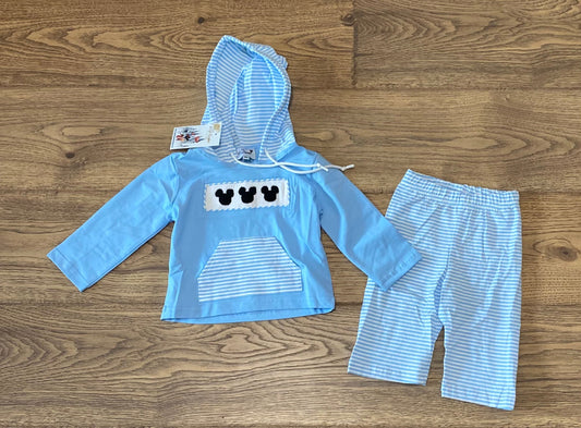 Mouse Smocked Hooded Boy Set PO56