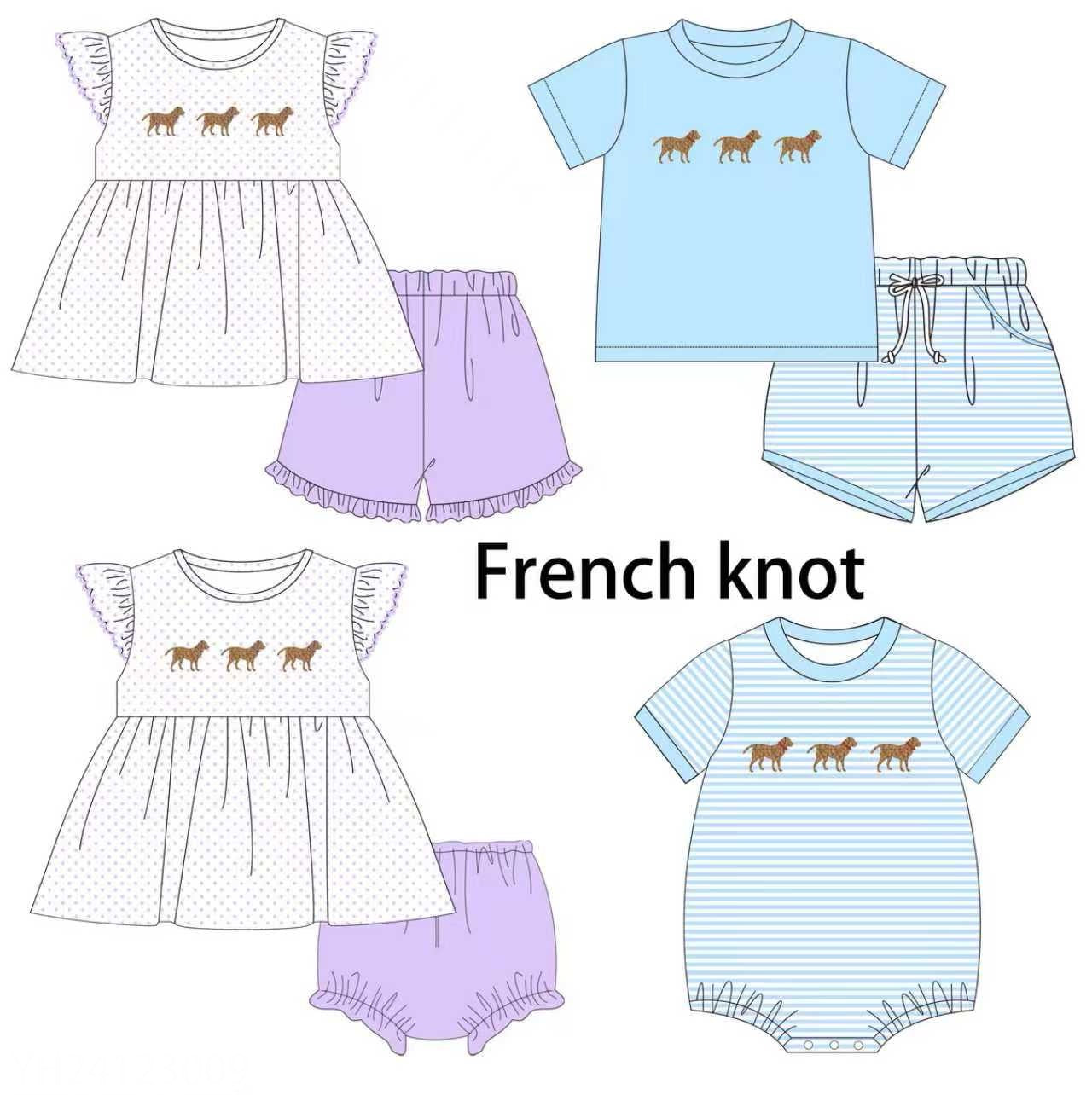Dog Trio French Knot Collection - ETA mid June