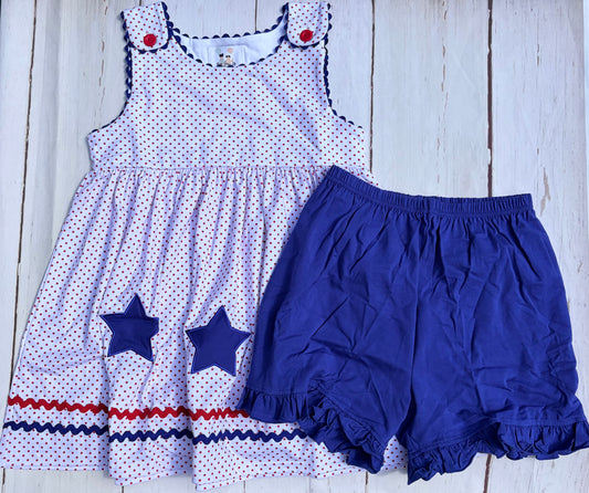 Patriotic Star Trio Appliqué Girl Set