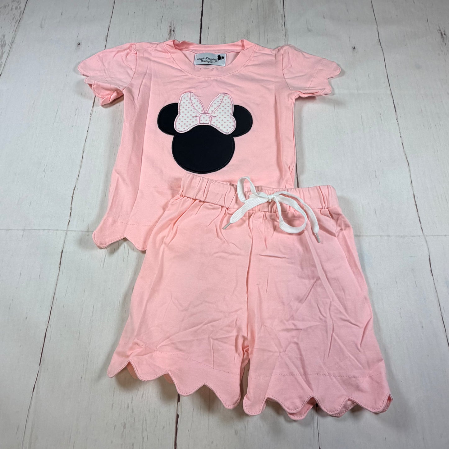 Mouse Appliqué Pink Girl Set