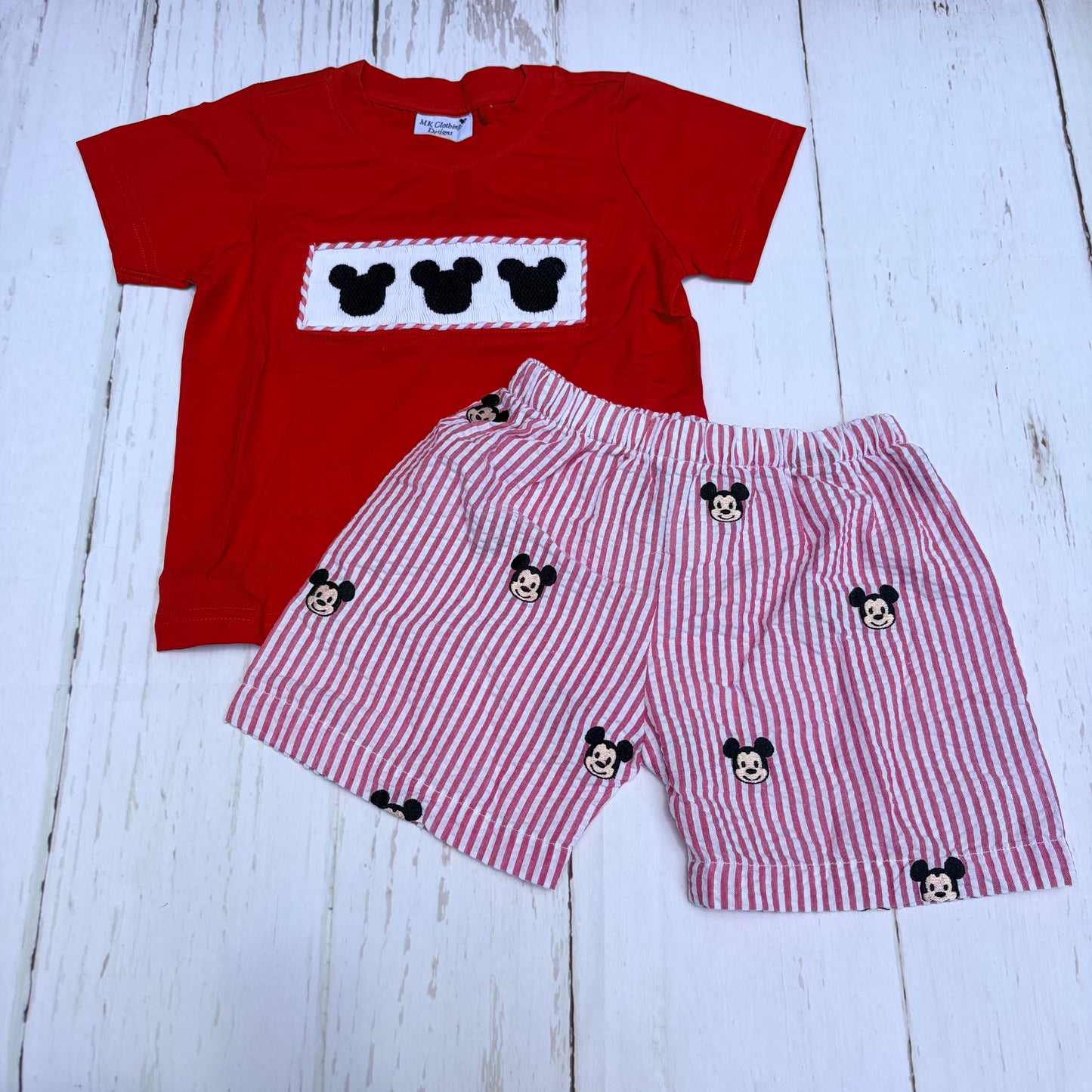 Mouse Trio Smocked Boy Short Set PO58
