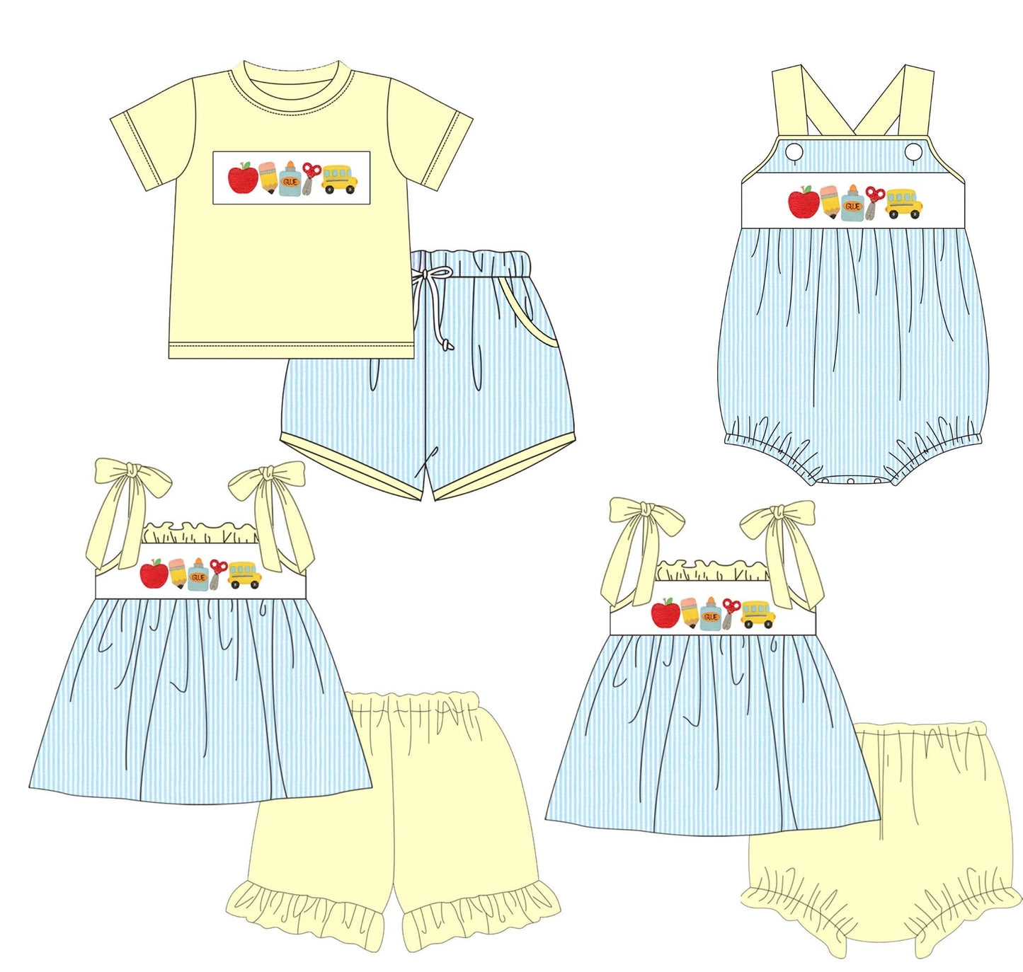 Yellow and Blue Back to School Embroidered Collection - ETA mid June
