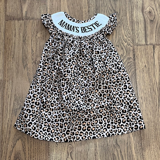 Mama's Bestie Leopard Smocked Dress PO45