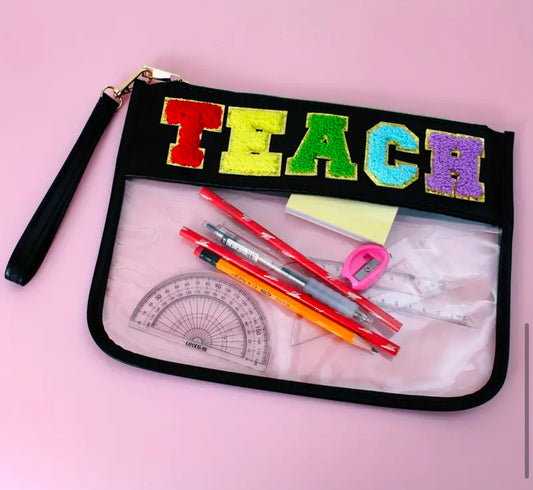 TEACH Chenille Patch Bag