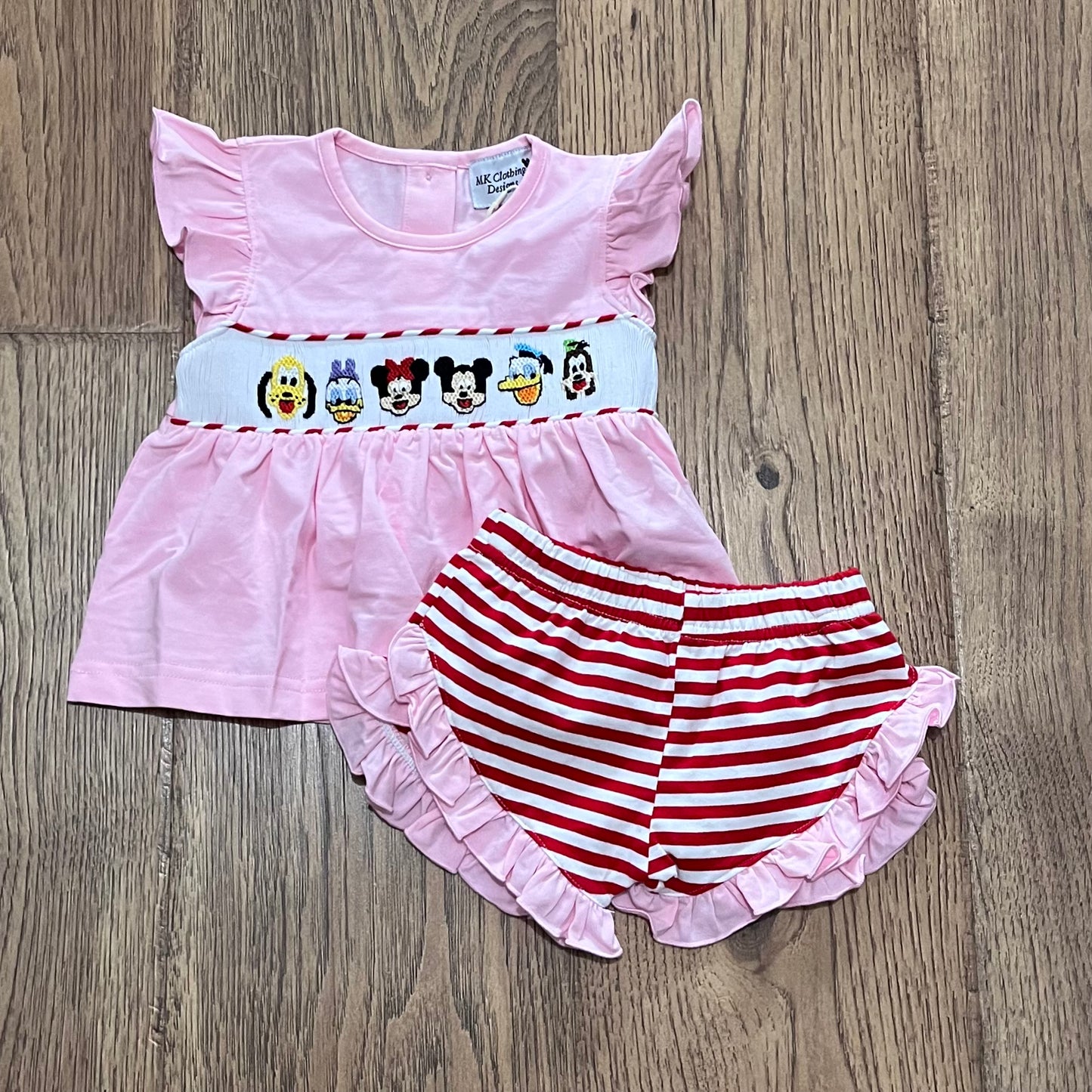 Mouse and Friends Smocked Girl Short Set PO43