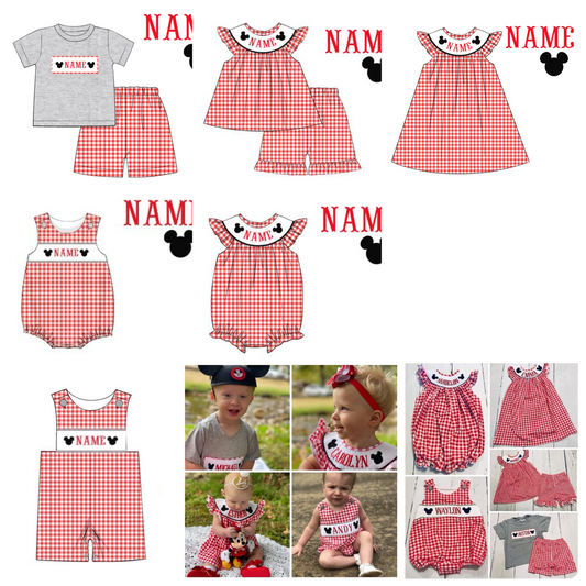 Gingham Mouse Personalized Smocked Collection PO58 - ETA mid June