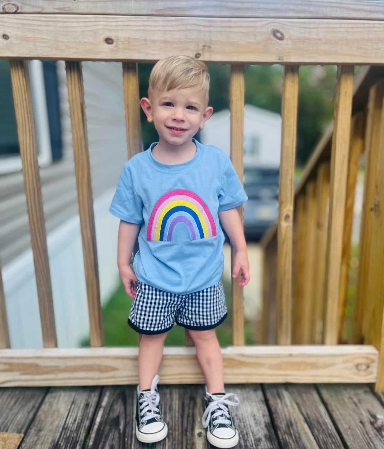 Muted Rainbow Appliqué Shirt