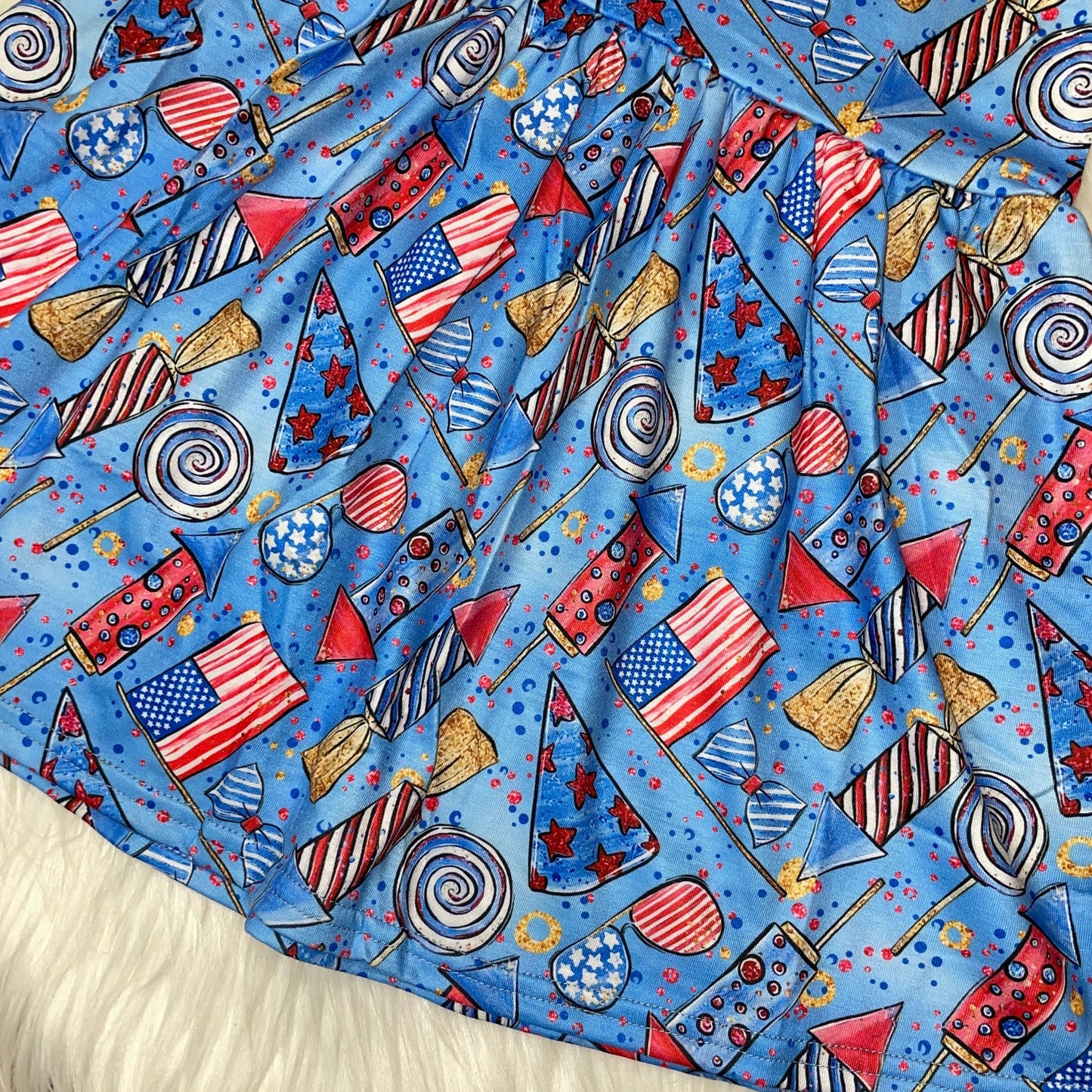 Fireworks Celebration Printed Short Sleeve Dress