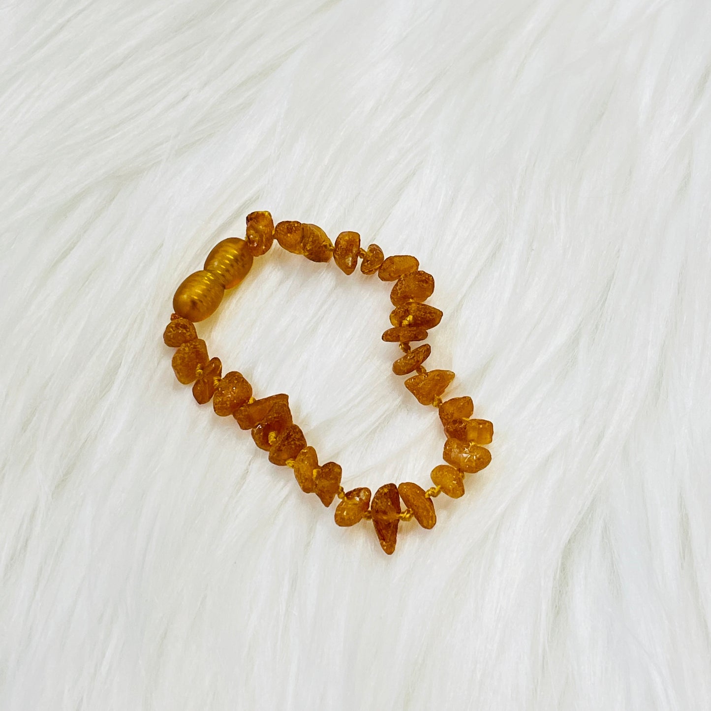 Authentic Lithuanian Baltic Amber Unpolished Honey Anklet - 5.5"