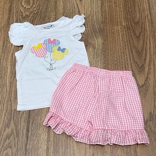 Mouse Balloons Appliqué Girl Set