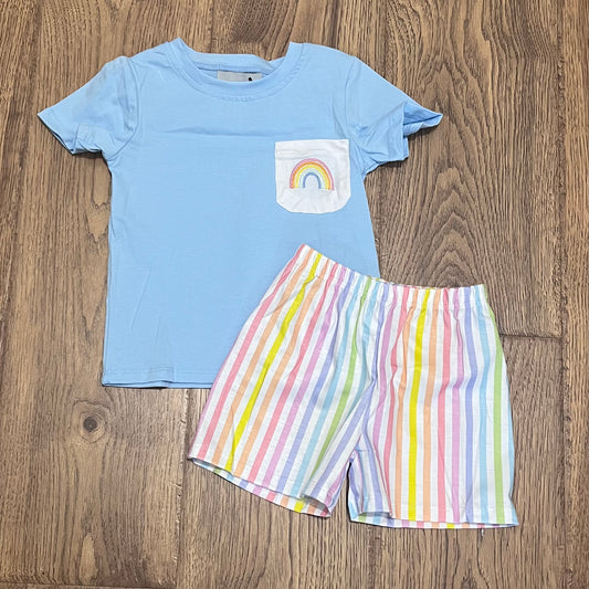 Rainbow Pocket Appliqué Boy Short Set