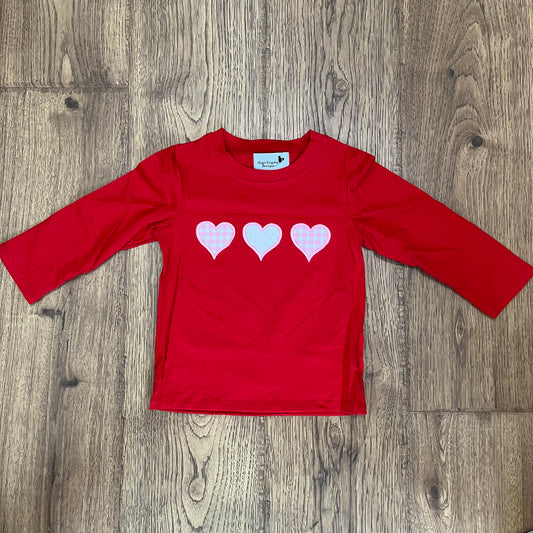 Heart Trio Appliqué Boy Shirt